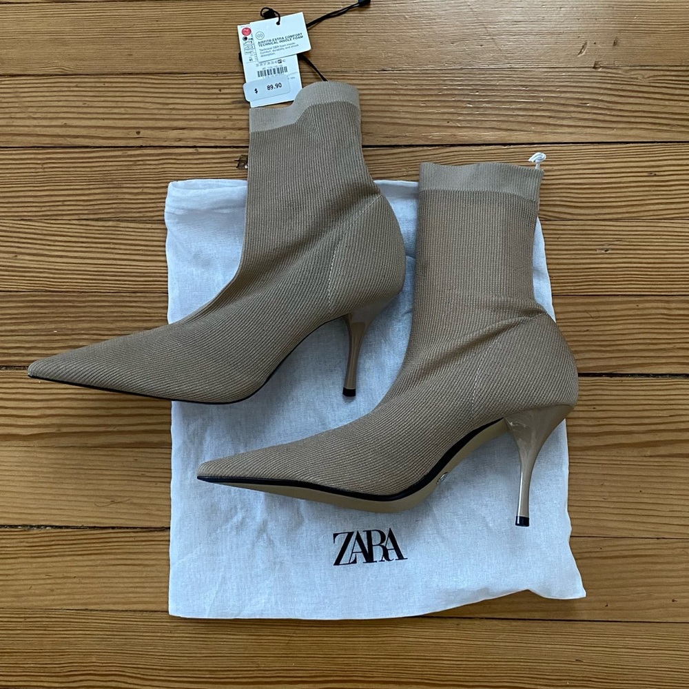 Zara Women's Tan Sock Boots